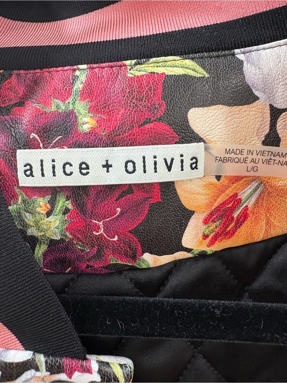 alice + olivia Black Floral Bomber Jacket - Picture 3 of 6